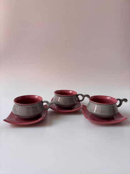 Crimson Ash Tea Cup & Saucer Set of 6