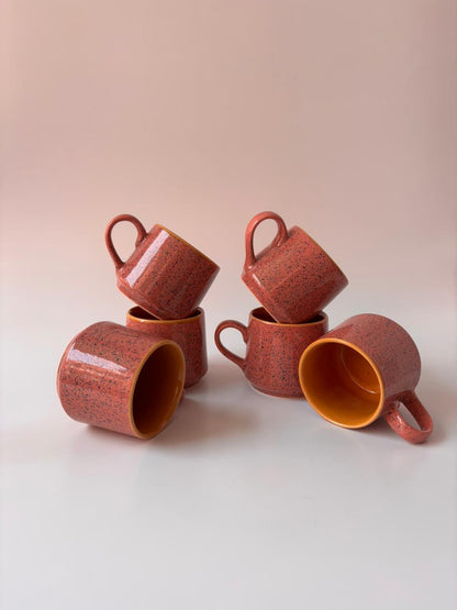 Luxury Speckled Ceramic Tea Cup Set of 6