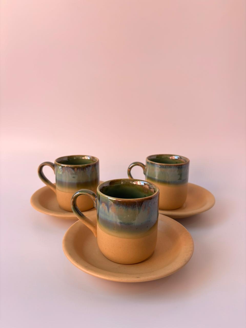 Luxury Glazed Ceramic Tea Cup & Saucer Set of 6