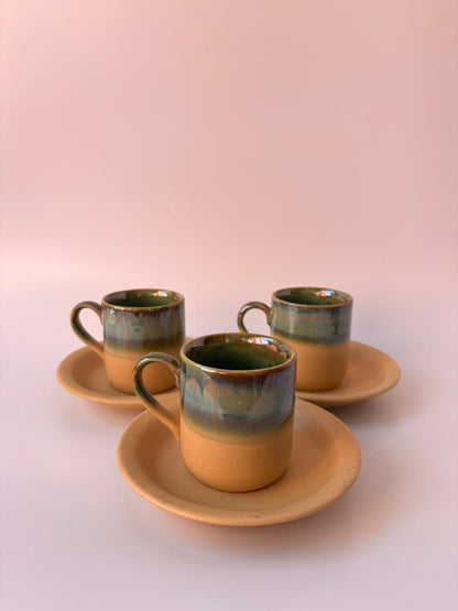 Luxury Glazed Ceramic Tea Cup & Saucer Set of 6