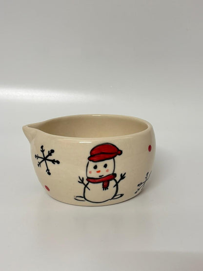 Handcrafted Snowman Matcha  Bowl with Whisk Holder