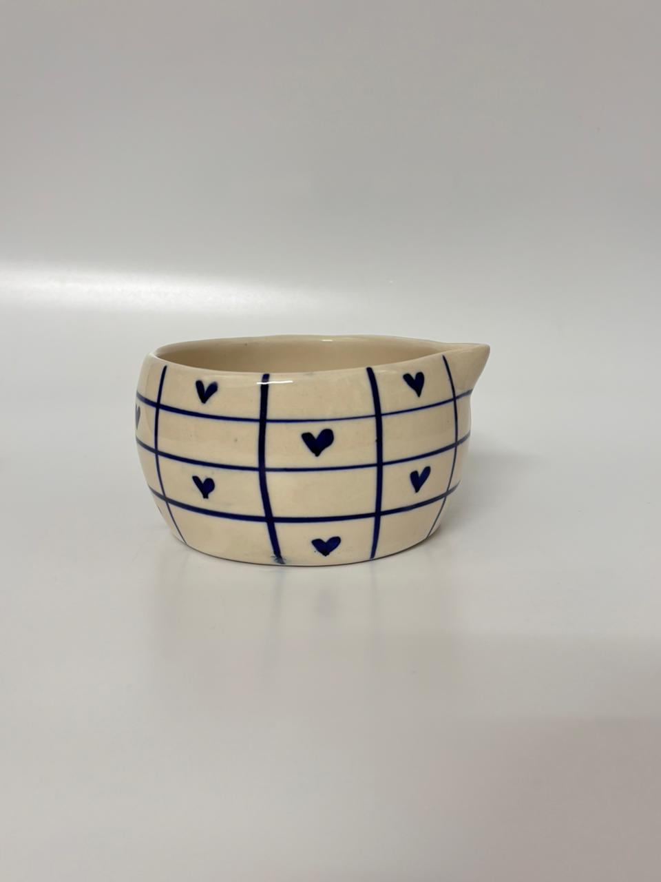Handcrafted Heart Grid  Matcha Bowl with Whisk Holder