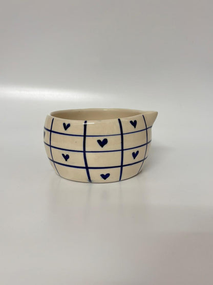 Handcrafted Heart Grid  Matcha Bowl with Whisk Holder