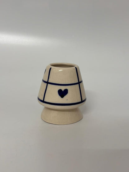 Handcrafted Heart Grid  Matcha Bowl with Whisk Holder