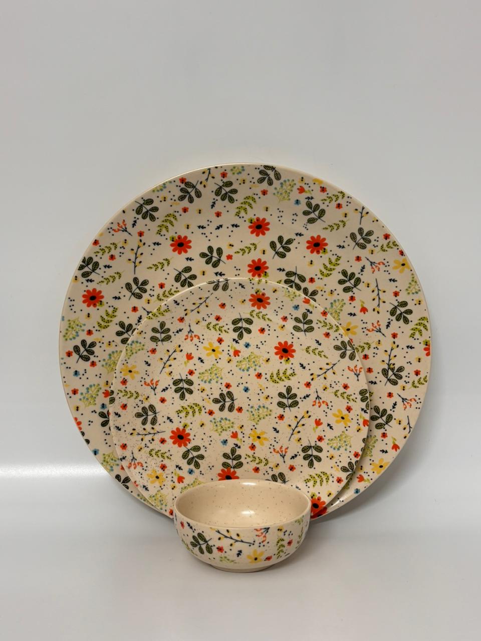 3-Piece Handcrafted Floral  Dinner Set