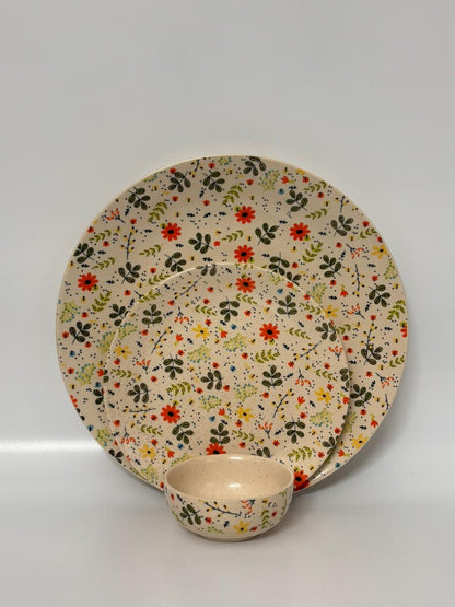 3-Piece Handcrafted Floral  Dinner Set