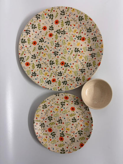 3-Piece Handcrafted Floral  Dinner Set
