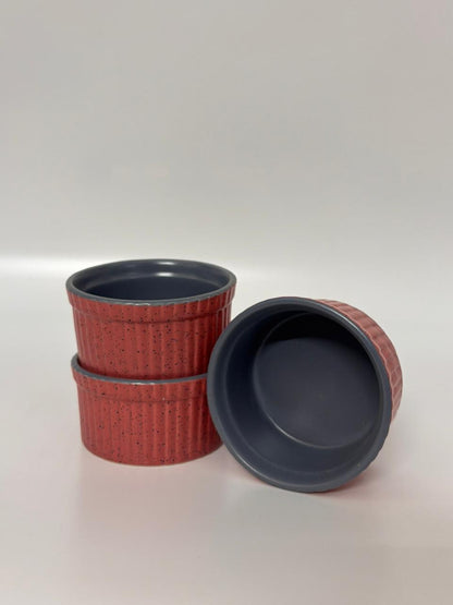 Black & Red Glazed Ceramic Ramekin – Set of 2
