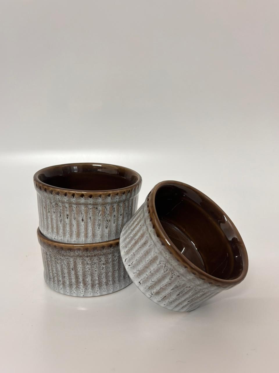 Black & Red Glazed Ceramic Ramekin – Set of 2