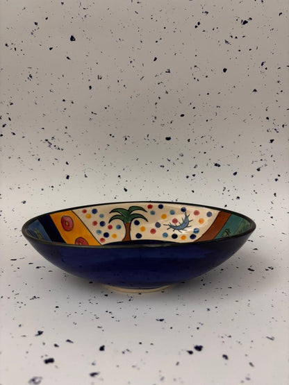 Hand-Painted Abstract Village Oval Plate