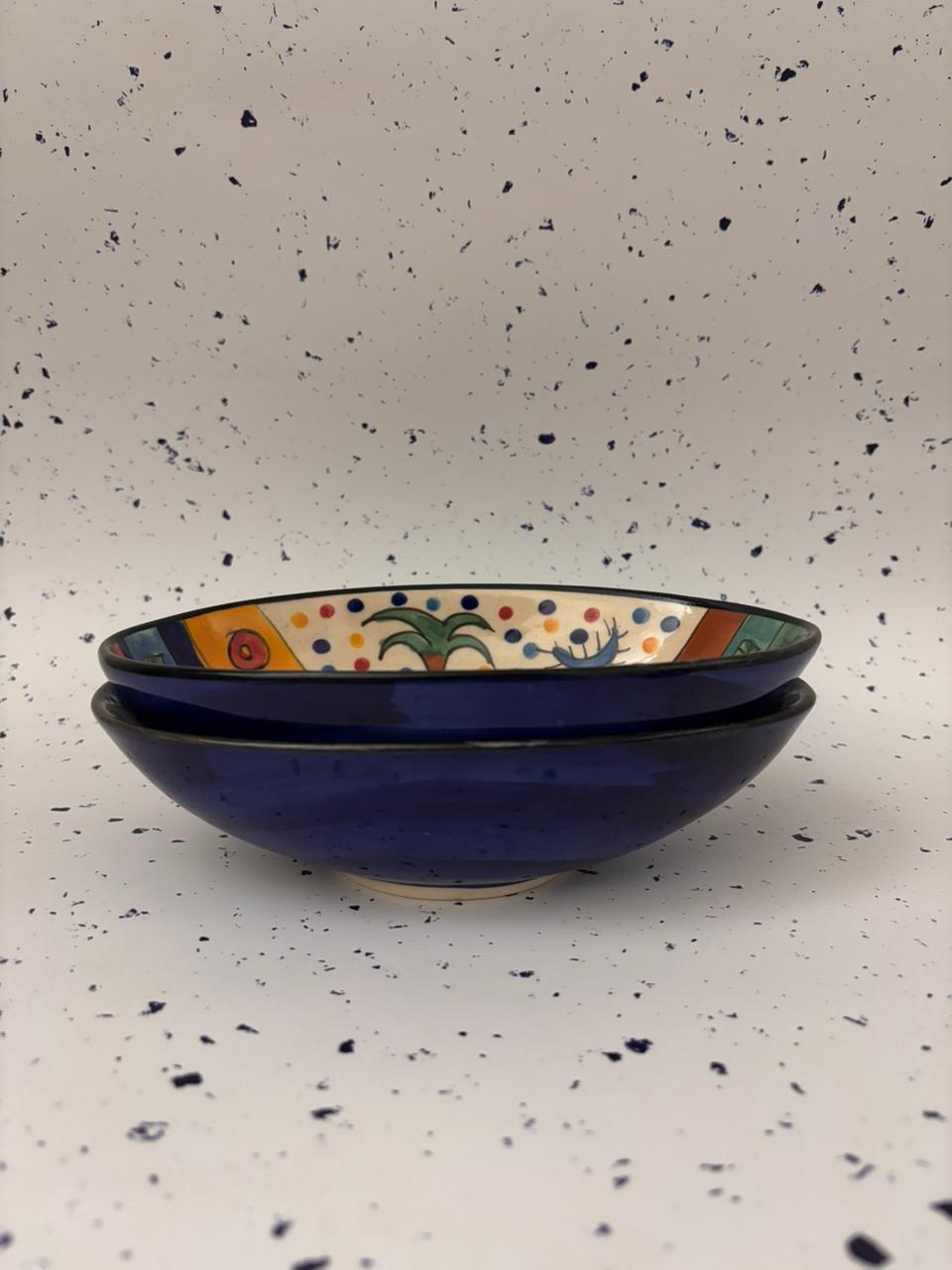Hand-Painted Abstract Village Oval Plate