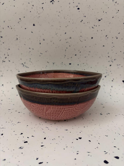 Crimson Oval Ceramic Bowl