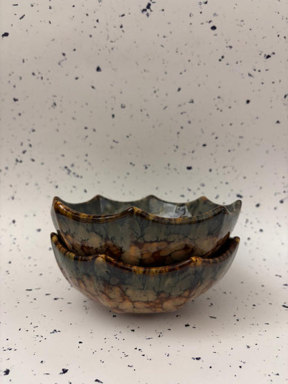 Amber Crackle Glaze Octagon Bowl