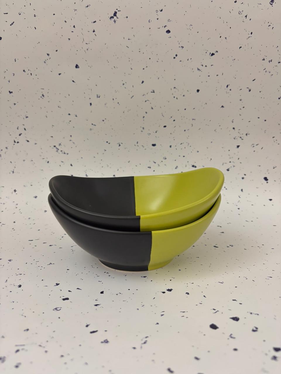 Dual-Tone Geometric Ceramic Bowl