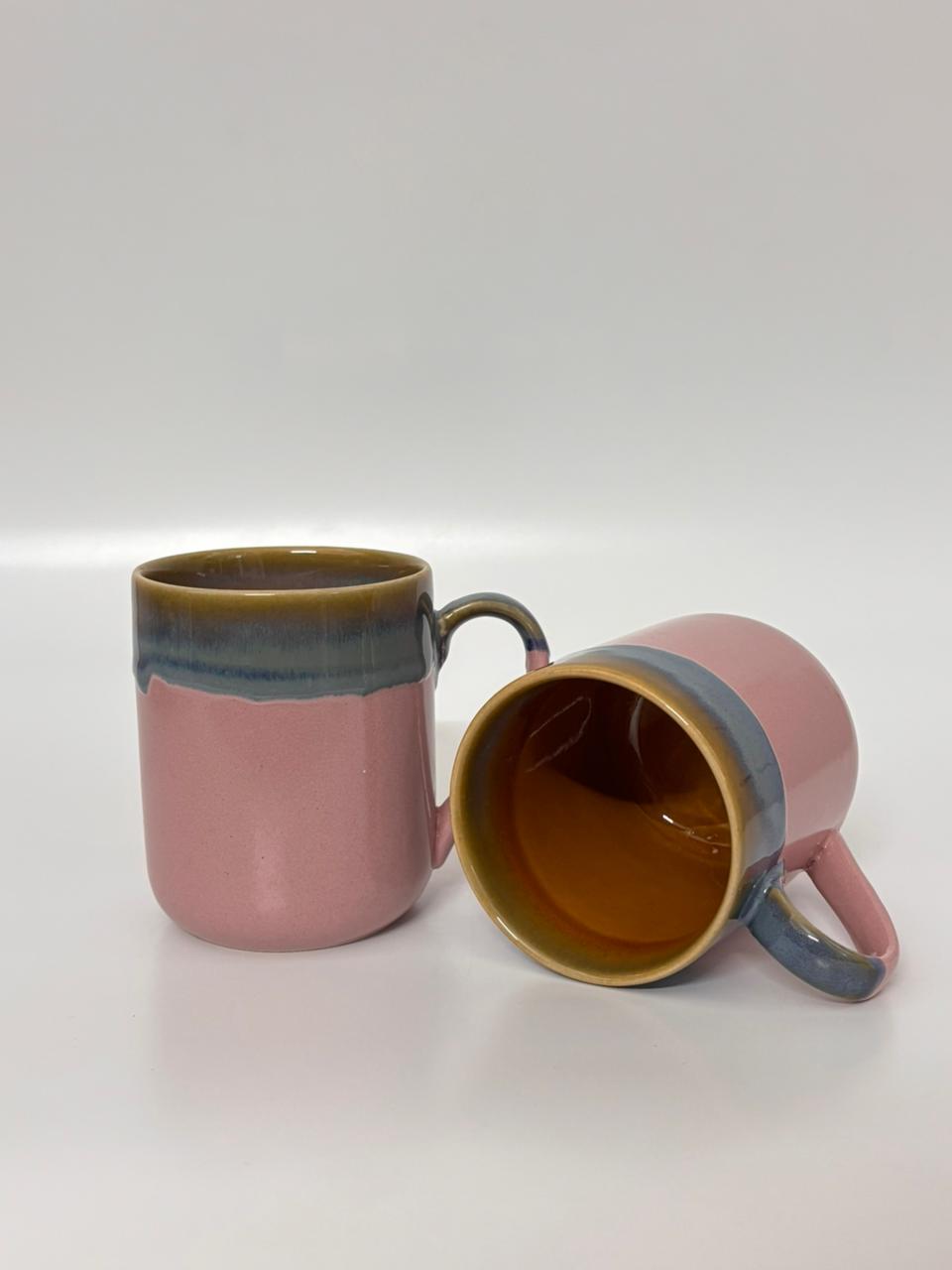 Set of 2 – Studio Pottery Blush Horizon  Ceramic Mugs