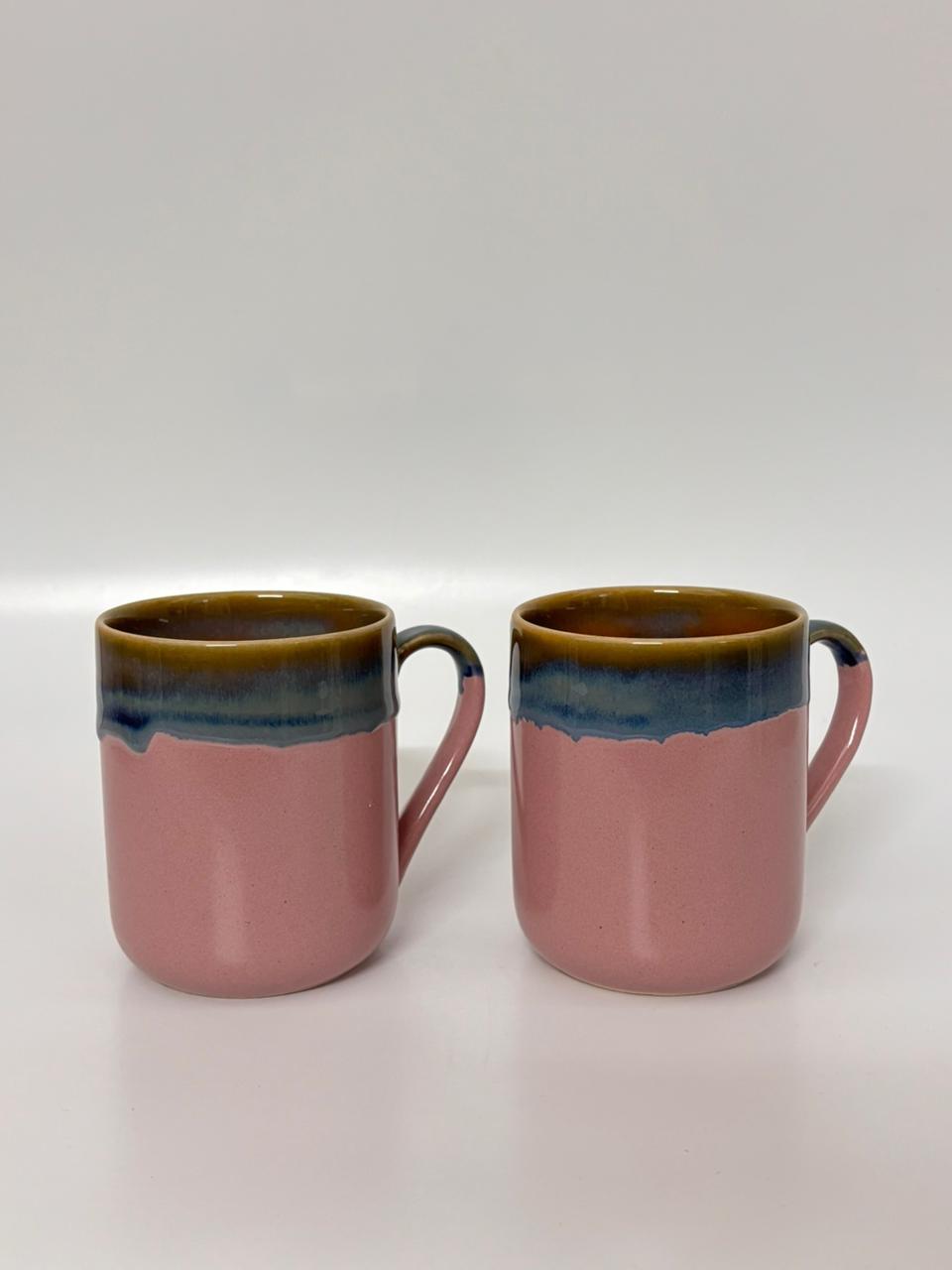 Set of 2 – Studio Pottery Blush Horizon  Ceramic Mugs