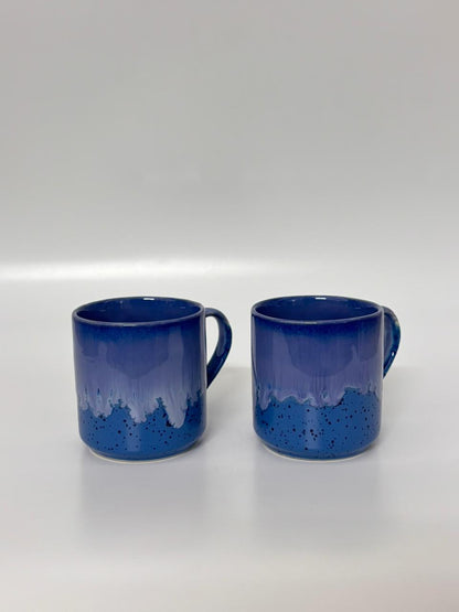 Set of 2 – Studio Pottery Ocean Drip  Ceramic Mugs