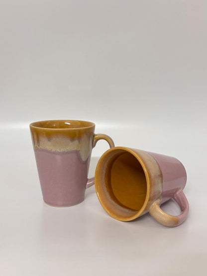 Studio Pottery Blush Amber Drip Mug