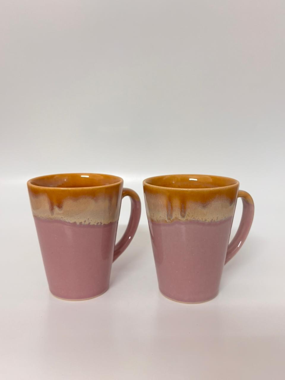 Studio Pottery Blush Amber Drip Mug