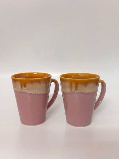 Studio Pottery Blush Amber Drip Mug