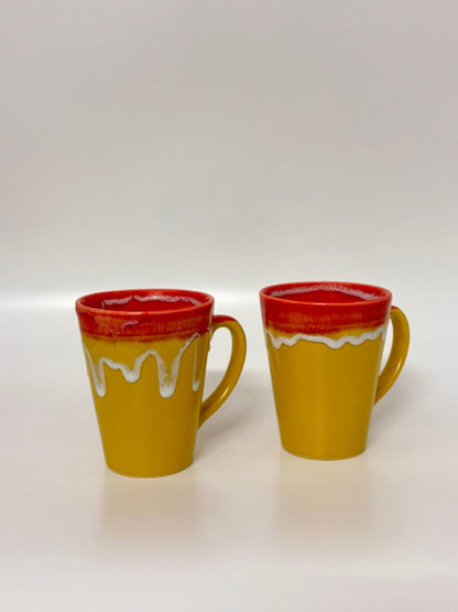 Studio Pottery Sunburst Drip  Ceramic Mug