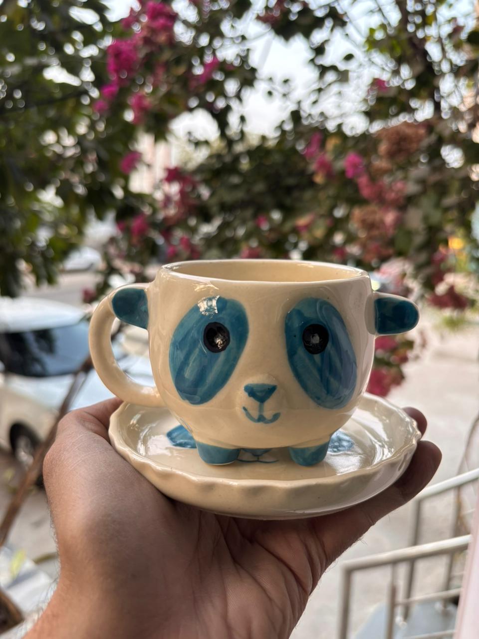 Blue Panda Ceramic Cup & Saucer Set