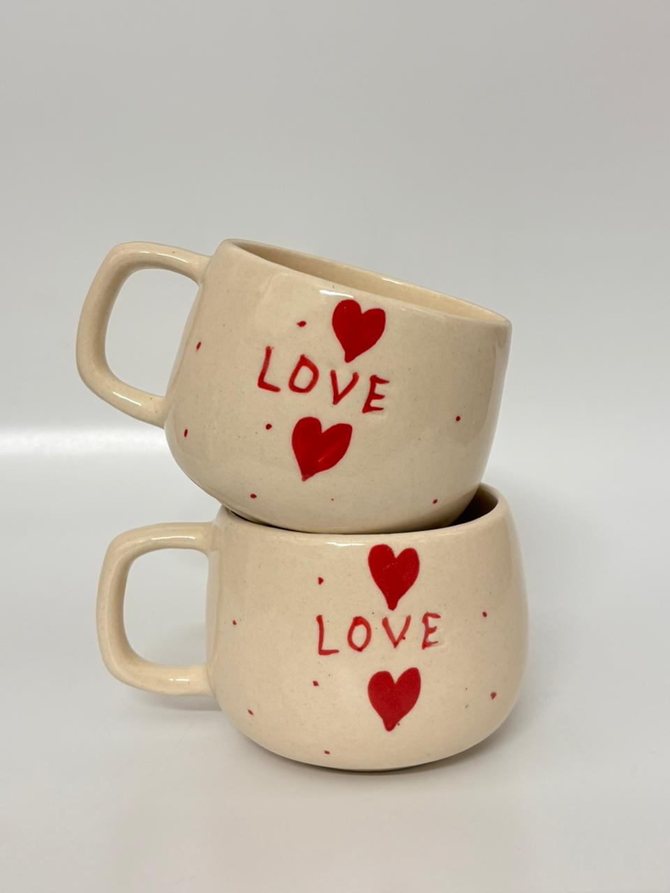 Hand-Painted Love Heart Ceramic Mug