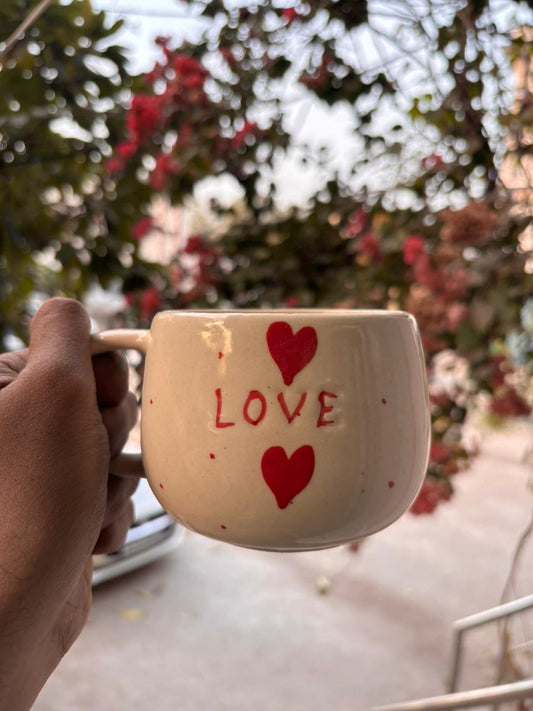 Hand-Painted Love Heart Ceramic Mug