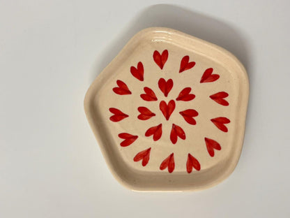 Heart Pattern Handcrafted Ceramic Cup with Saucer