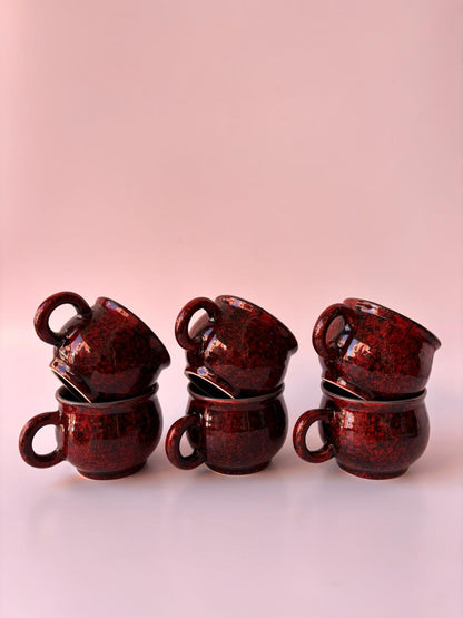 Reactive Glaze Stoneware Tea Cups – Set of 6