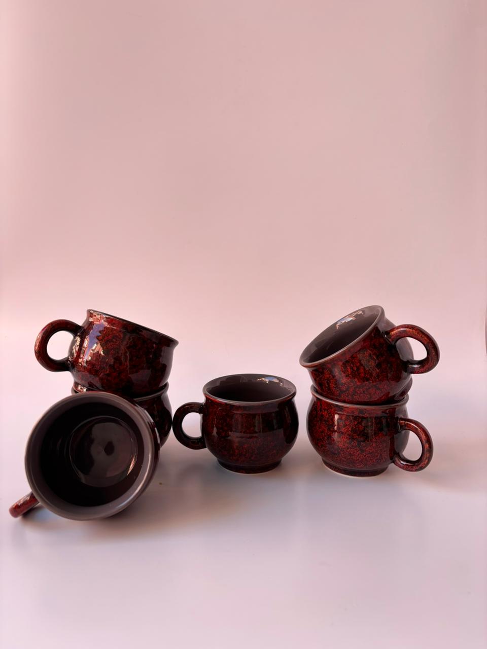 Reactive Glaze Stoneware Tea Cups – Set of 6