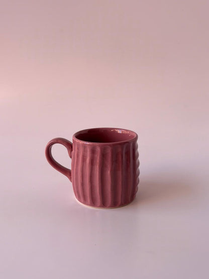Ribbed Ceramic Mugs – Blush Pink | Set of 6 ( 150 ml)