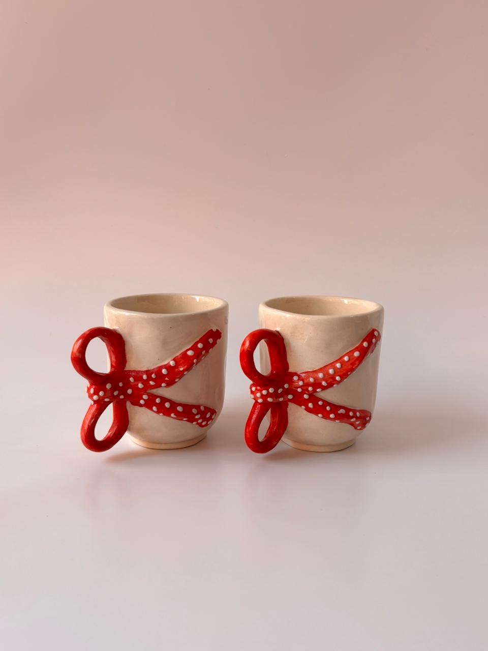 Handcrafted Bow Handle Ceramic Mug