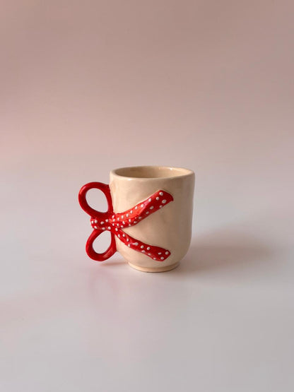 Handcrafted Bow Handle Ceramic Mug