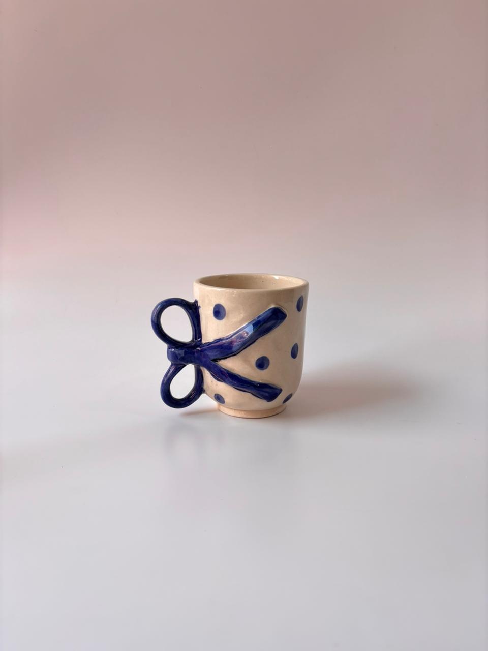 Handcrafted Bow Handle Ceramic Mugs – Multicolor Polka Collection (Set of 3)
