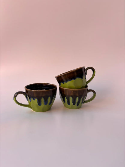 Drip Glaze Ceramic Tea Cups – Set of 6
