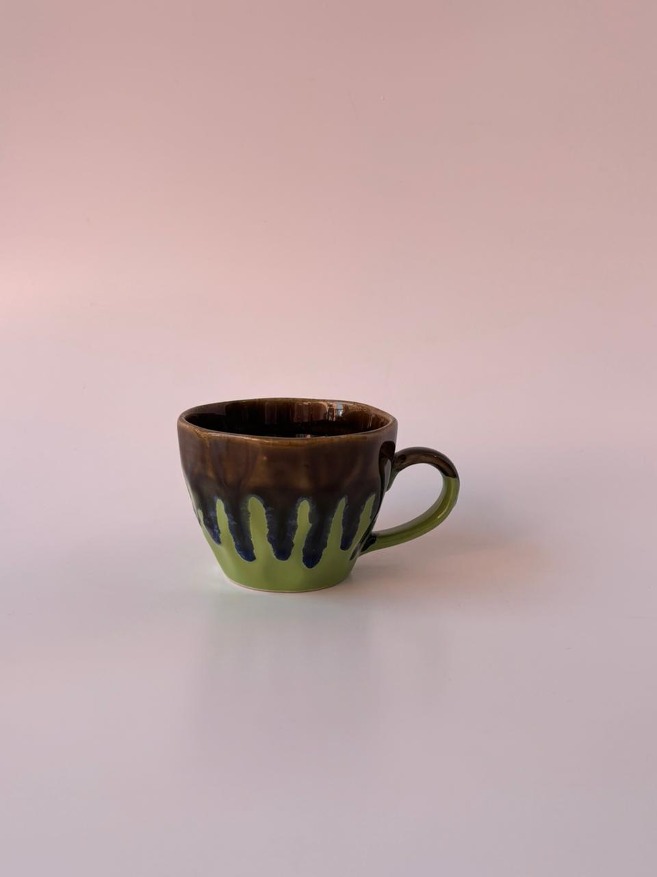 Drip Glaze Ceramic Tea Cups – Set of 6