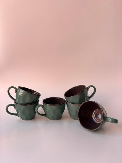 Solid Glaze Ceramic Tea Cups – Set of 6