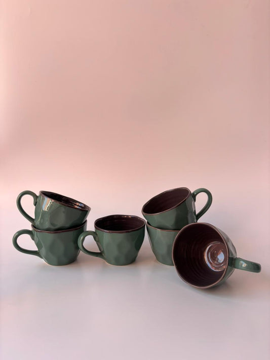 Solid Glaze Ceramic Tea Cups – Set of 6