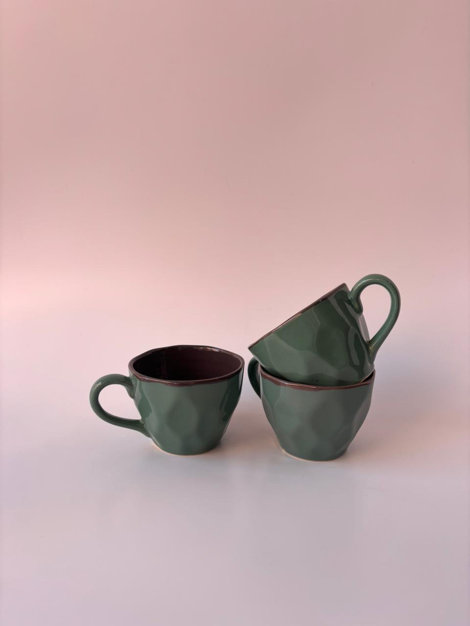 Solid Glaze Ceramic Tea Cups – Set of 6