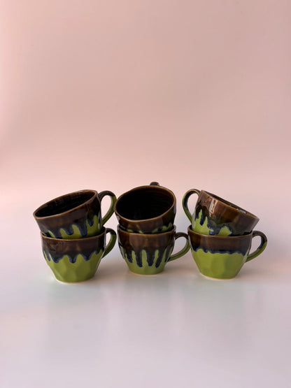 Drip Glaze Ceramic Tea Cups – Set of 6