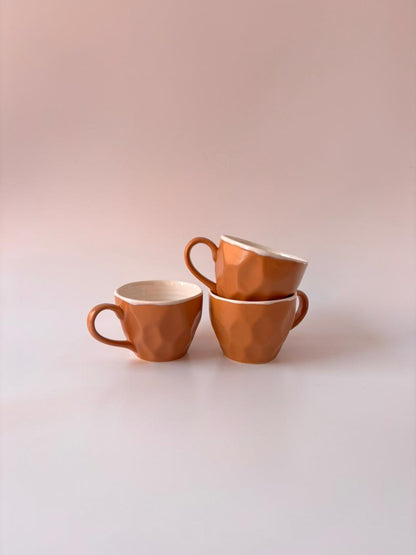 Faceted Ceramic Tea Cups – Set of 6