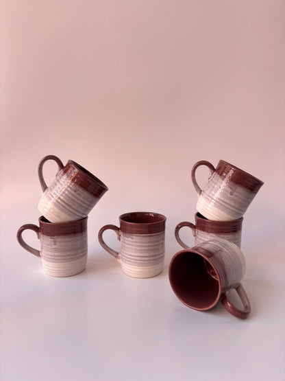 Rust Aura Ceramic Mug – Set of 6