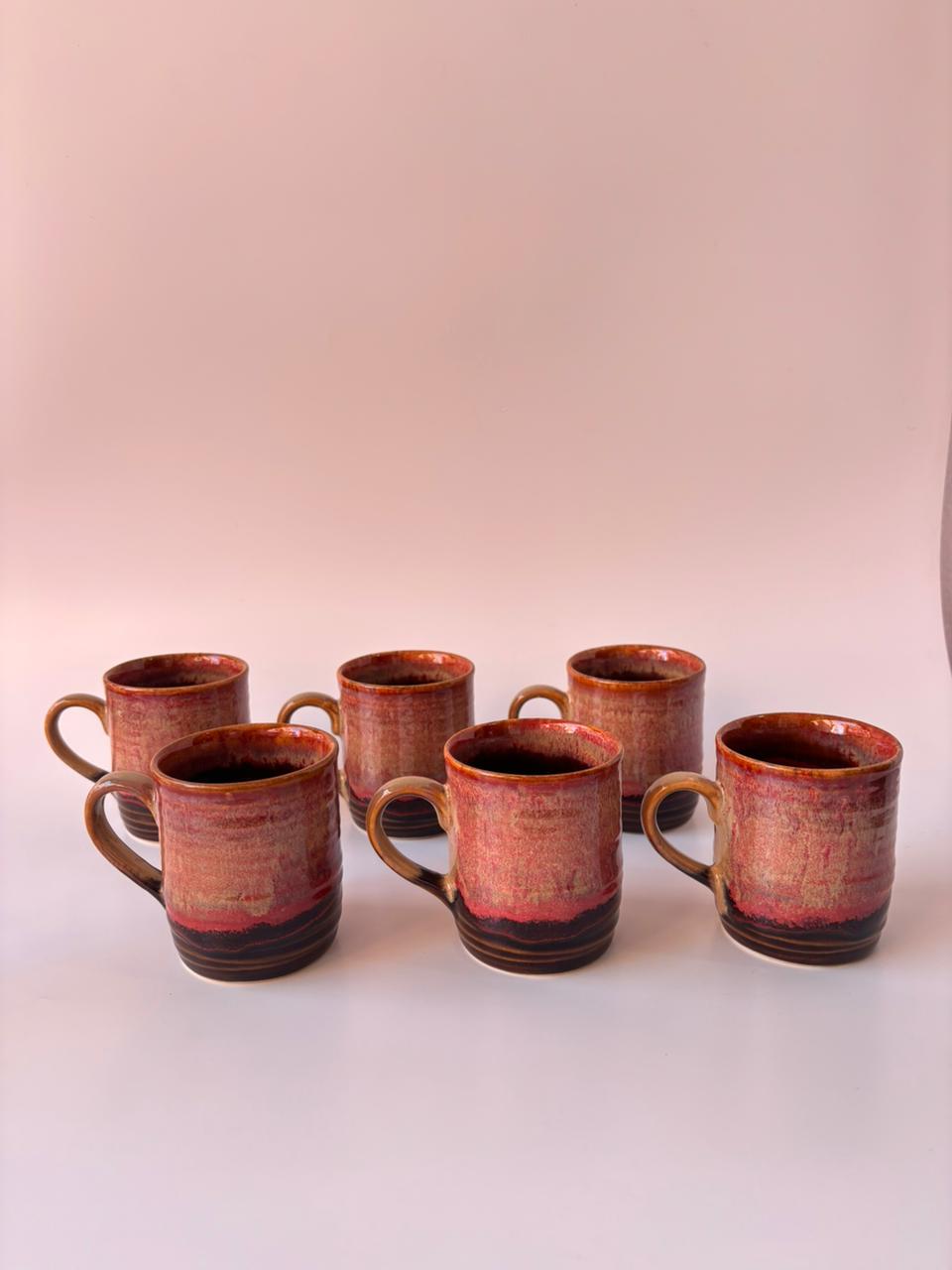 Rust Ember Ceramic Mug – Set of 6