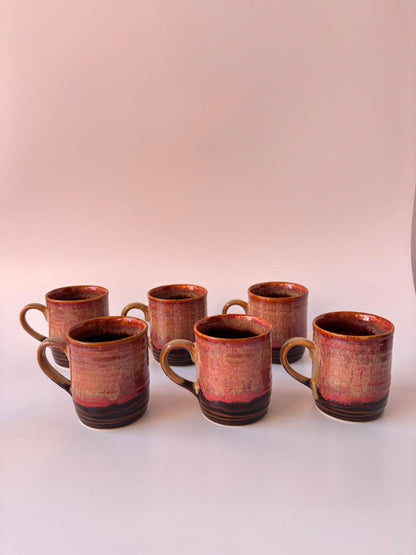 Rust Ember Ceramic Mug – Set of 6