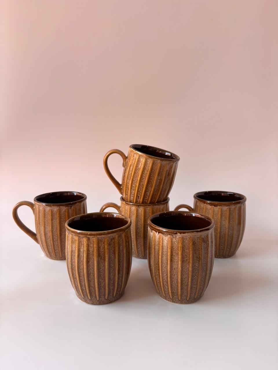 Amber Ridge Ceramic Mug – Set of 6