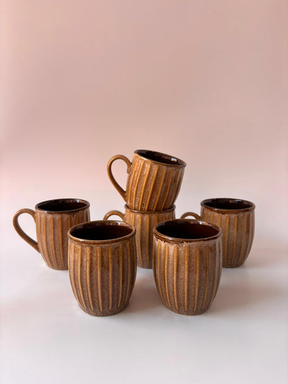 Amber Ridge Ceramic Mug – Set of 6