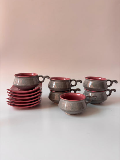 Crimson Ash Tea Cup & Saucer Set of 6
