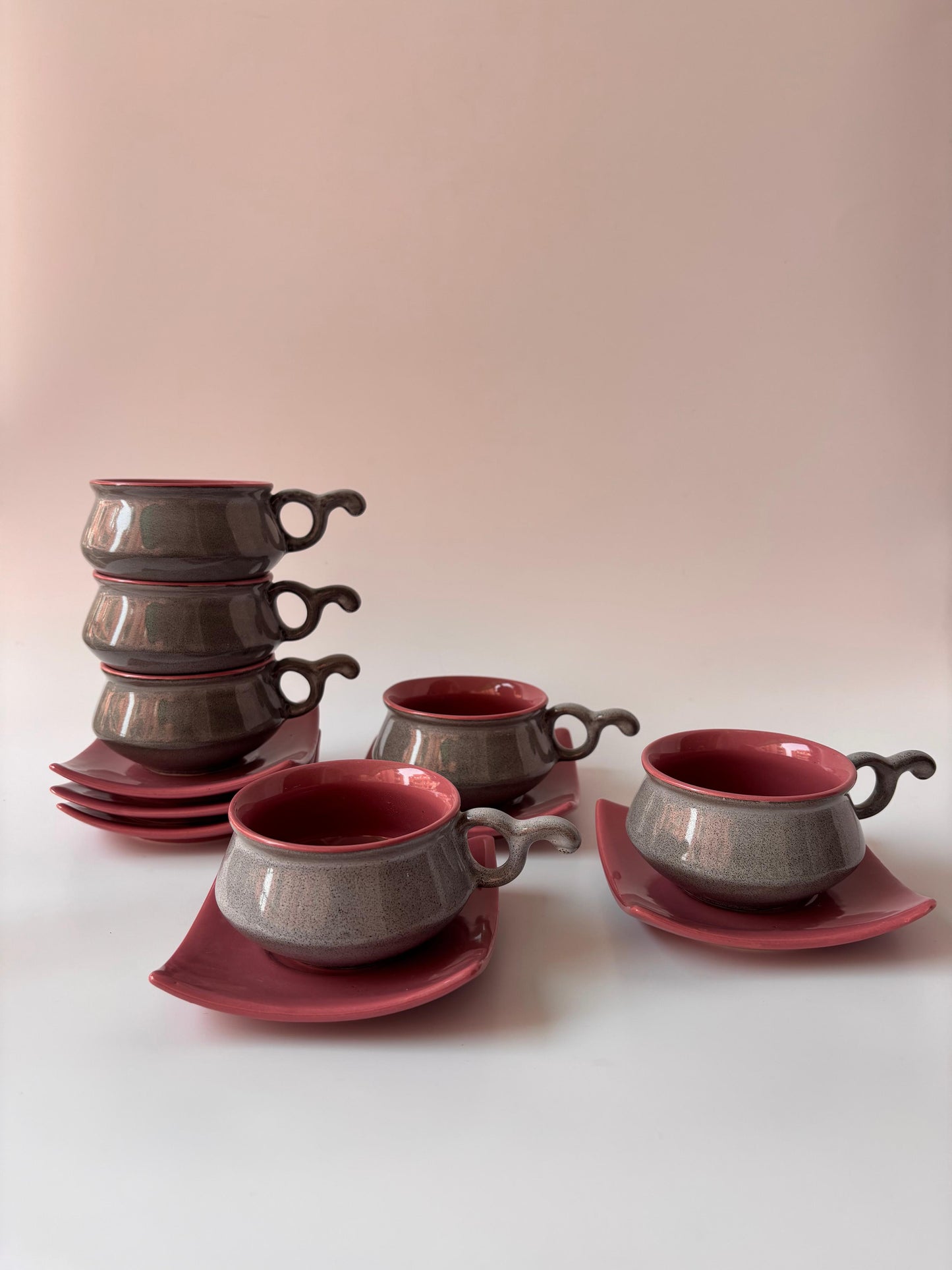 Crimson Ash Tea Cup & Saucer Set of 6