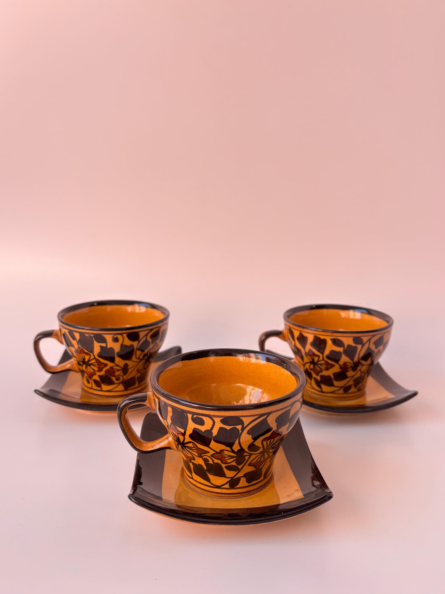 Amber Bloom Tea Cup & Saucer Set of 6